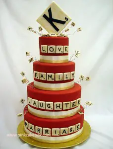 Scrabble wedding cake