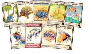 Some of the trait cards from evolution